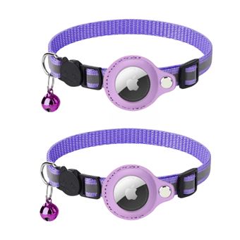 Coleira de gato CO-Phénix compatível com Apple Airtag | 2 unidades| Roxo - 1