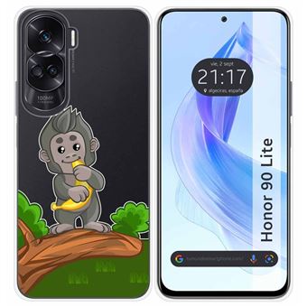 Capa Tumundosmartphone de silicone transparente para Honor 90 Lite 5G com design de macaco de desenho animado - 1