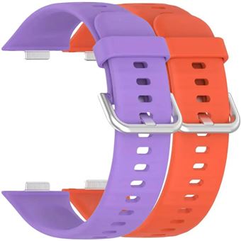 Pack 2x Bracelete em Silicone com Fecho de Metal Antiimpacto para Huawei Watch Fit 3 | Roxo e Laranja - 1