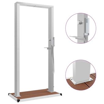 Chuveiro para Exterior vidaXL com base WPC aço inoxidável - 1