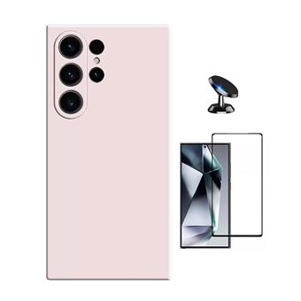 Kit Película de Vidro Temperado Gorilasglass + Capa Proteção Silicone + Suporte Magnético Gift4Me para Samsung Galaxy S25 Ultra | Rosa - 1