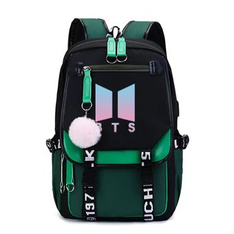 Mochila Escolar DreamWorks | BTS Bantan Boys | 29 x 16 x 46 cm | Preto/Verde 3462 - 1