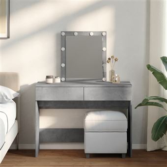 Toucador com LEDs vidaXL | 100x40x130 cm | cinzento cimento - 1