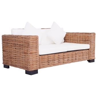 Sofá de Jardim vidaXL com 2 Lugares em Vime Genuíno - 1