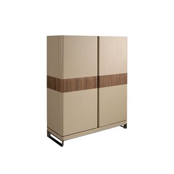 Aparador Alto ANGEL CERDA 3276C | Couro sintético, nogueira e aço polido - 1