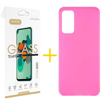 Conjunto Accetel 1 X Película de Vidro + Capa para Huawei P Smart 2021 Silicone Liso Rosa - 1