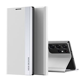 Capa PU autoabsorvente com fundo prateado para Samsung Galaxy S21 Ultra 5G - 1