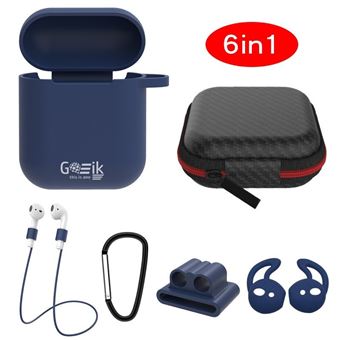Estojo de Proteção Goeik com 6 Funções para Airpods e Earbuds Tws com Proteção em Silicone Antiderrapante - Azul - 1