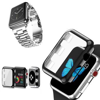 Kit Phonecare Bracelete Aço Stainless Lux + Ferramenta + Capa Anti-Impacto para Apple Watch Series 9 Aluminum - 41mm - Cinza - 1