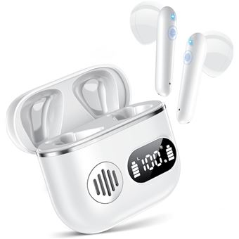 Auriculares CHRONUS | sem fio | microfone | ENC | display LED duplo | Branco - 1