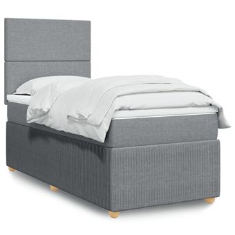Cama com molas/colchão vidaXL | 100x200 cm | tecido cinzento-claro - 1
