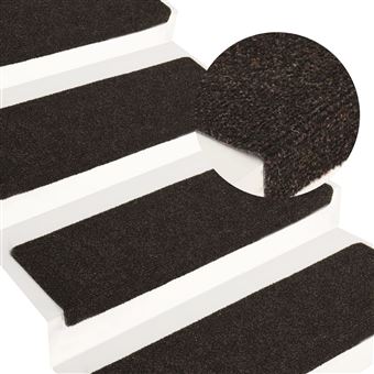 Tapetes de escada vidaXL 15 peças 65x25 cm tecido agulhado castanho - 1