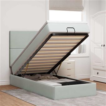 Estrutura cama otomana com colchões vidaXL | 90x200 cm | veludo cinzento claro - 1
