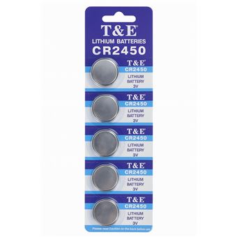 5 x Pilhas Lítio 3V T&E CR2450 Silver - 1