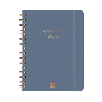 Agenda Semanal A5 2026 Espiral Finocam Alma Azul com Elástico - 1