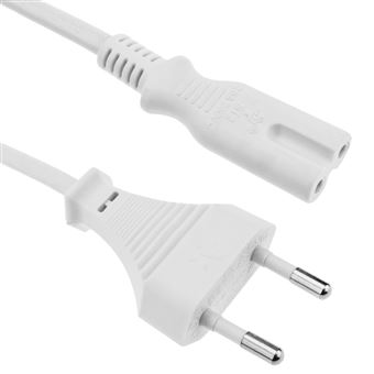 Cabo Elétrico de Força BeMatik IEC-60320 C7 Fémea para Plug Bipolar Macho 1,8m Branco - 1