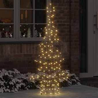 Árvore de Natal vidaXL com 160 LEDs Branco quente 150 cm | Vime - 1