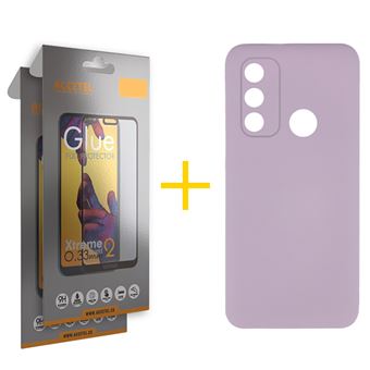 Pack 2 x Película de Vidro Temperado Full + Capa Accetel  Huawei P Smart 2020 Silicone Líquido - Roxo - 1