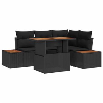 Conjunto de Sofá de Jardim vidaXL | 5 Peças | Preto Rattan Sintético - 1