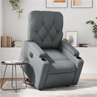 Poltrona reclinável vidaXL | elevatória elétrica | couro artificial cinzento - 1