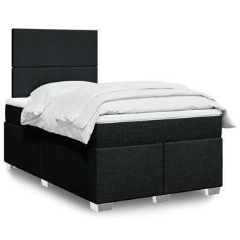 Cama boxspring com colchão vidaXL | 120x190 cm | tecido preto - 1