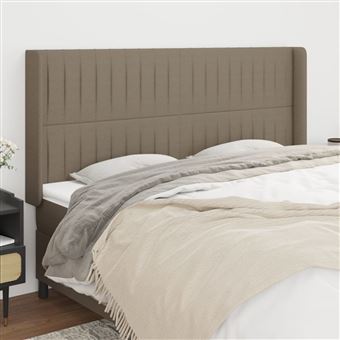 Cabeceira de Cama com Abas vidaXL | Tecido | 203x16x118/128 cm | cinza-acastanhado - 1