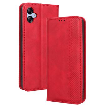 Capa FOXDOCK para Samsung Galaxy A04E | Fecho Magnético | Estampado Vintage | Pele PU | Compartimentos para Cartões | Vermelho - 1