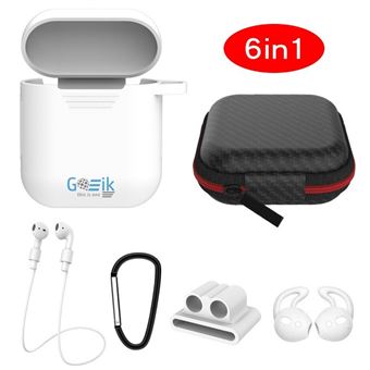 Estojo de Proteção Goeik com 6 Funções para Airpods e Earbuds Tws com Proteção em Silicone Antiderrapante - Branco - 1