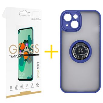 Pack 1 x Película de Vidro Temperado 2.5D + Capa Gandy Apple iPhone 16 Pro Max Gel Bumper Ring | Azul - 1
