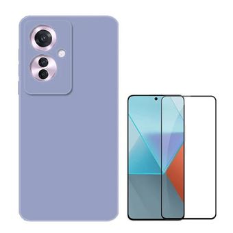 Kit Phonecare Película de Vidro Temperado 5D Full Cover + Capa Silicone Líquido para Oppo Reno11 F | Roxo - 1