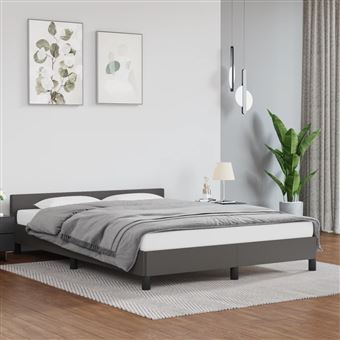 Estrutura de Cama com Cabeceira Sem Colchão vidaXL | 140x190 cm | cinzento - 1