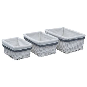 Conjunto de Cestos Empilháveis vidaXL 3 Peças salgueiro branco - 1