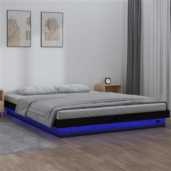 Estrutura de cama LED vidaXL | 180x200cm | 6FT super king madeira preto - 1