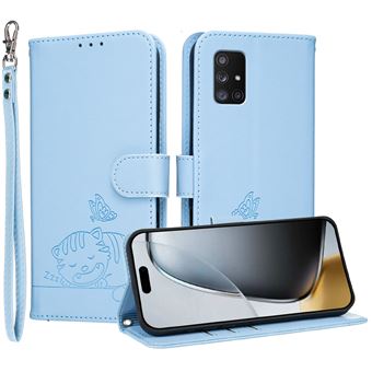 Capa FOXDOCK para Samsung Galaxy A71 5G | Flip | Bloqueio RFID | Fecho Magnético | Pele Sintética | Alça de Pulso Amovível | Azul Claro - 1