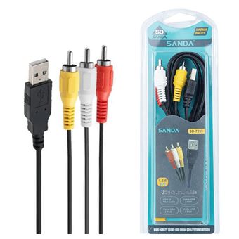 Cabo Sanda SD-7299 | Adaptador Sanda SD-7299 USB para 3-RCA - Preto - 1