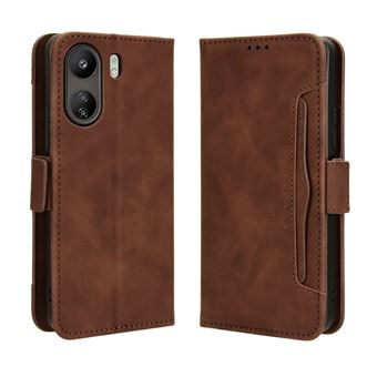 Capa FOXDOCK Protetora para Xiaomi Redmi 13C 4G | Suporte e Flip de couro PU | À Prova de Choque | Castanho - 1