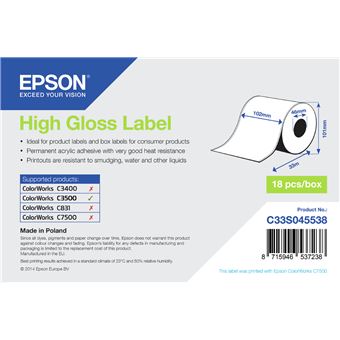 Etiqueta para Impressão Epson High Gloss Label - 1
