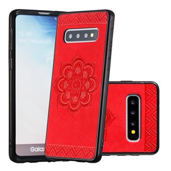 Capa Magunivers para Samsung Galaxy S10 | TPU + PU |padrão floral - Vermelho