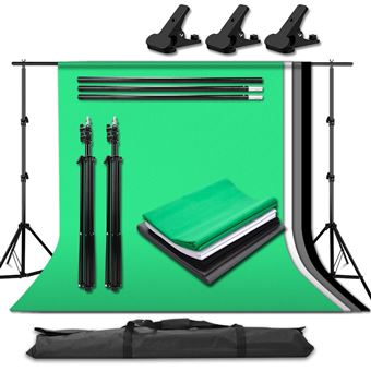 Kit de Estúdio de Fotografia Completo Andoer | 2.6x3 m | Panos de Fundo Branco Verde e Preto | 2.8x1.8 m - 1