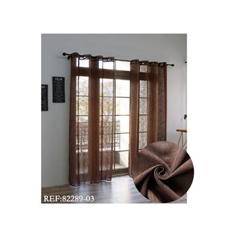 Cortina de Linho com Tecido Translúcido BOD HOME | 140x260cm | Castanho - 1