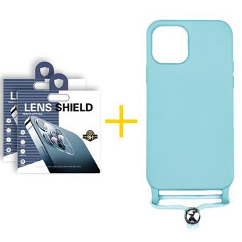 Pack 2 x Película de Câmara + Capa skyhe para Apple iPhone 13 Pro Max Gel Rope Verde Água - 1