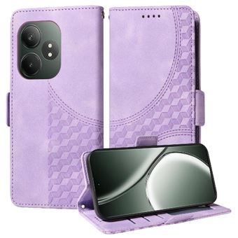 Capa FLOODKING para Realme GT 6 | Design Acolchoado | Couro PU Premium | Roxo - 1