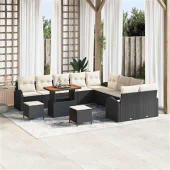 Conjunto de Sofá de Jardim vidaXL | 13 Peças | Preto Rattan Sintético - 1