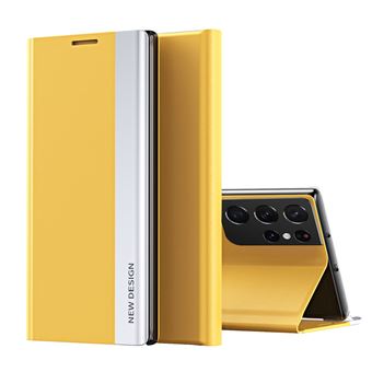 Capa PU autoabsorvente com verso Amarelo para Samsung Galaxy S21 Ultra 5G - 1
