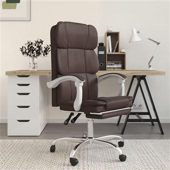 Cadeira de Escritório Reclinável vidaXL couro artificial castanho - 1