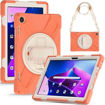 Capa de Silicone à prova de choque com alça de mão, suporte de pontapé e alça de ombro Magunivers para Lenovo Tab M10 (Gen 3) TB-328FU/TB-328XU - laranja - 1