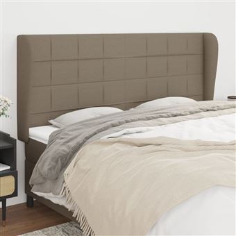 Cabeceira de Cama com Abas vidaXL | Tecido | 163x23x118/128 cm | cinza-acastanhado - 1