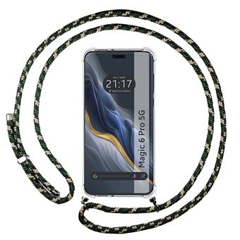 Capa de Silicone TUMUNDOSMARTPHONE para Honor Magic 6 Pro 5G | Transparente com Cordão Verde / Dourado - 1