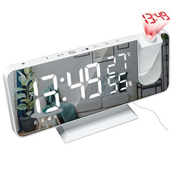 Despertador Digital LKC LF01 LED com Rádio FM e Projetor - Branco - 1