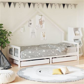Estrutura cama infantil com gavetas vidaXL |  80x200cm pinho maciço branco - 1